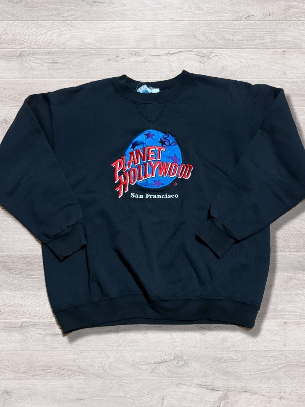 Vintage Planet Hollywood Sweatshirt Mens L Black San Francisco Crewneck USA 90s